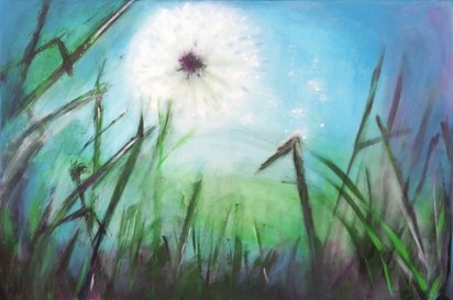 art painting abstract nature dandeline grass